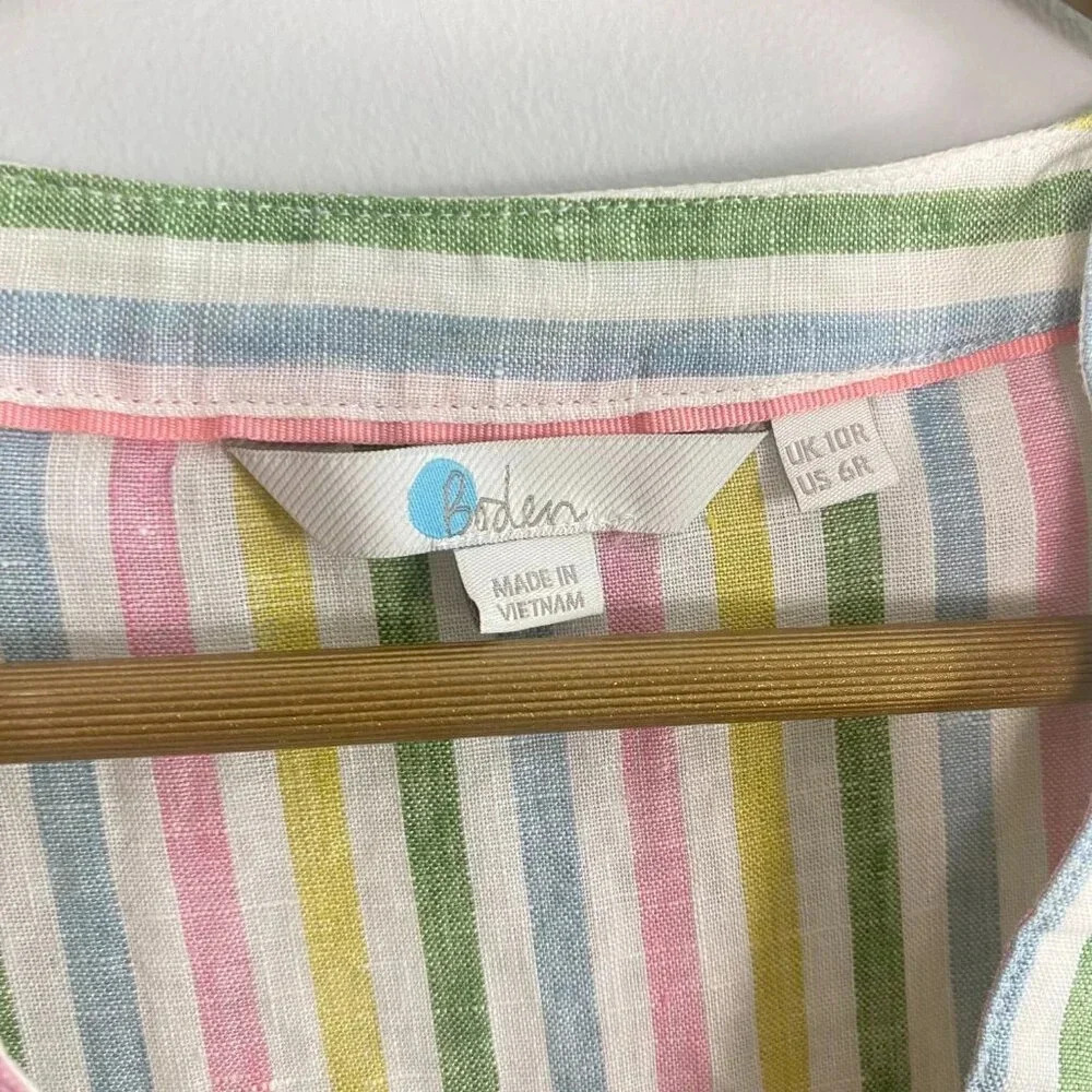 Boden Linen Pastel Rainbow Striped Tunic Top - Picture 7 of 13